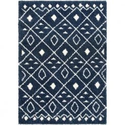 Juni Kari Scandinavian Moroccan Lattice Blue 7 ft. 10 in. x 9 ft. 10 in. Nordic Thick Area Rug by Well Woven