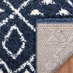 Juni Kari Scandinavian Moroccan Lattice Blue 7 ft. 10 in. x 9 ft. 10 in. Nordic Thick Area Rug by Well Woven -Linon Home Decor Sales blue well woven area rugs ju 24 7 fa 1000