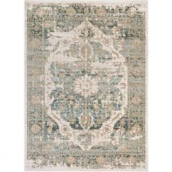 Kensington Maxwell 8 ft. x 11 ft. Modern Medallion Antique Vintage Distressed Blue Area Rug by Well Woven