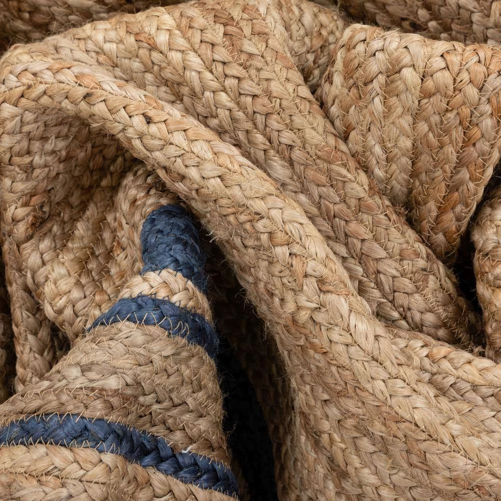Larkspur Border Pattern Contemporary Blue 5 ft. x 7 ft. 6 in. Hand-Braided Jute Area Rug by Well Woven 6 Larkspur Border Pattern Contemporary Blue 5 ft. x 7 ft. 6 in. Hand-Braided Jute Area Rug by Well Woven - Image 4