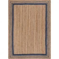 Larkspur Border Pattern Contemporary Blue 5 ft. x 7 ft. 6 in. Hand-Braided Jute Area Rug by Well Woven