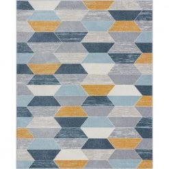 Mystic Maddox Modern Geometric Blue 3 ft. 11 in. x 5 ft. 3 in. Area Rug by Well Woven