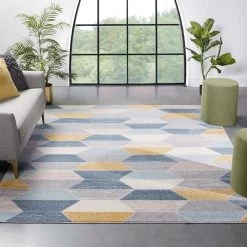 Mystic Maddox Modern Geometric Blue 3 ft. 11 in. x 5 ft. 3 in. Area Rug by Well Woven -Linon Home Decor Sales blue well woven area rugs mc 274 4 c3 1000