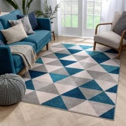 Mystic Alvin Blue 5 ft. x 7 ft. Modern Geometric Area Rug by Well Woven -Linon Home Decor Sales blue well woven area rugs mc 66 5 c3 1000