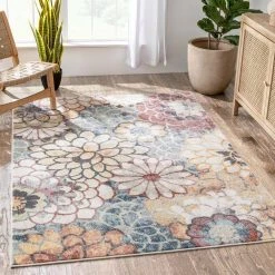 Rodeo Lissa Bohemian Eclectic Floral Blue 5 ft. 3 in. x 7 ft. 3 in. Area Rug by Well Woven -Linon Home Decor Sales blue well woven area rugs ro 184 5 c3 1000
