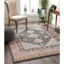 Rodeo Virden Blue Vintage Bohemian Eclectic Tribal Aztec 7 ft. 10 in. x 9 ft. 10 in. Area Rug by Well Woven -Linon Home Decor Sales blue well woven area rugs ro 94 7 31 1000