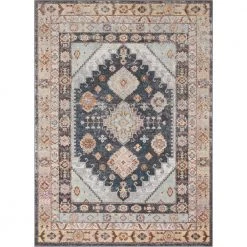 Rodeo Virden Blue Vintage Bohemian Eclectic Tribal Aztec 7 ft. 10 in. x 9 ft. 10 in. Area Rug by Well Woven