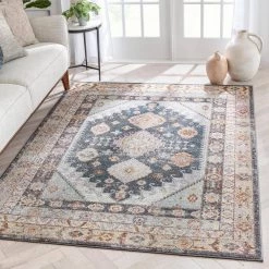 Rodeo Virden Blue Vintage Bohemian Eclectic Tribal Aztec 7 ft. 10 in. x 9 ft. 10 in. Area Rug by Well Woven -Linon Home Decor Sales blue well woven area rugs ro 94 7 c3 1000