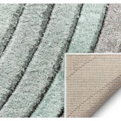 San Francisco Ucci Blue Modern Geometric Stripes 5 ft. 3 in. x 7 ft. 3 in. 3D Carved Shag Area Rug by Well Woven -Linon Home Decor Sales blue well woven area rugs sf 04 5 66 1000