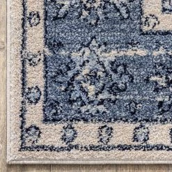 Topkapi Savona Persian Floral Medallion Blue 7 ft. 10 in. x 9 ft. 10 in. Distressed Area Rug by Well Woven -Linon Home Decor Sales blue well woven area rugs top 24 7 1f 1000