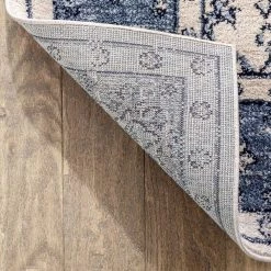 Topkapi Savona Persian Floral Medallion Blue 7 ft. 10 in. x 9 ft. 10 in. Distressed Area Rug by Well Woven -Linon Home Decor Sales blue well woven area rugs top 24 7 44 1000