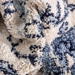 Topkapi Savona Persian Floral Medallion Blue 7 ft. 10 in. x 9 ft. 10 in. Distressed Area Rug by Well Woven -Linon Home Decor Sales blue well woven area rugs top 24 7 4f 1000