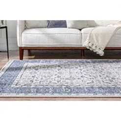 Topkapi Savona Persian Floral Medallion Blue 7 ft. 10 in. x 9 ft. 10 in. Distressed Area Rug by Well Woven -Linon Home Decor Sales blue well woven area rugs top 24 7 76 1000