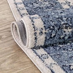 Topkapi Savona Persian Floral Medallion Blue 7 ft. 10 in. x 9 ft. 10 in. Distressed Area Rug by Well Woven -Linon Home Decor Sales blue well woven area rugs top 24 7 fa 1000