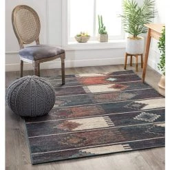 Taos Socorro Blue Scandinavian Tribal Southwestern 6 ft. 7 in. x 9 ft. 2 in. Area Rug by Well Woven -Linon Home Decor Sales blue well woven area rugs ts 44 6 44 1000