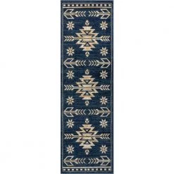 Tulsa Canton Southwestern Tribal Bohemian Blue 2 ft. 3 in. x 7 ft. 3 in. Runner Rug by Well Woven