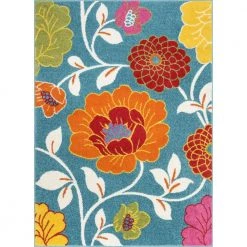 StarBright Daisy Flowers Blue 5 ft. x 7 ft. Kids Area Rug by Well Woven
