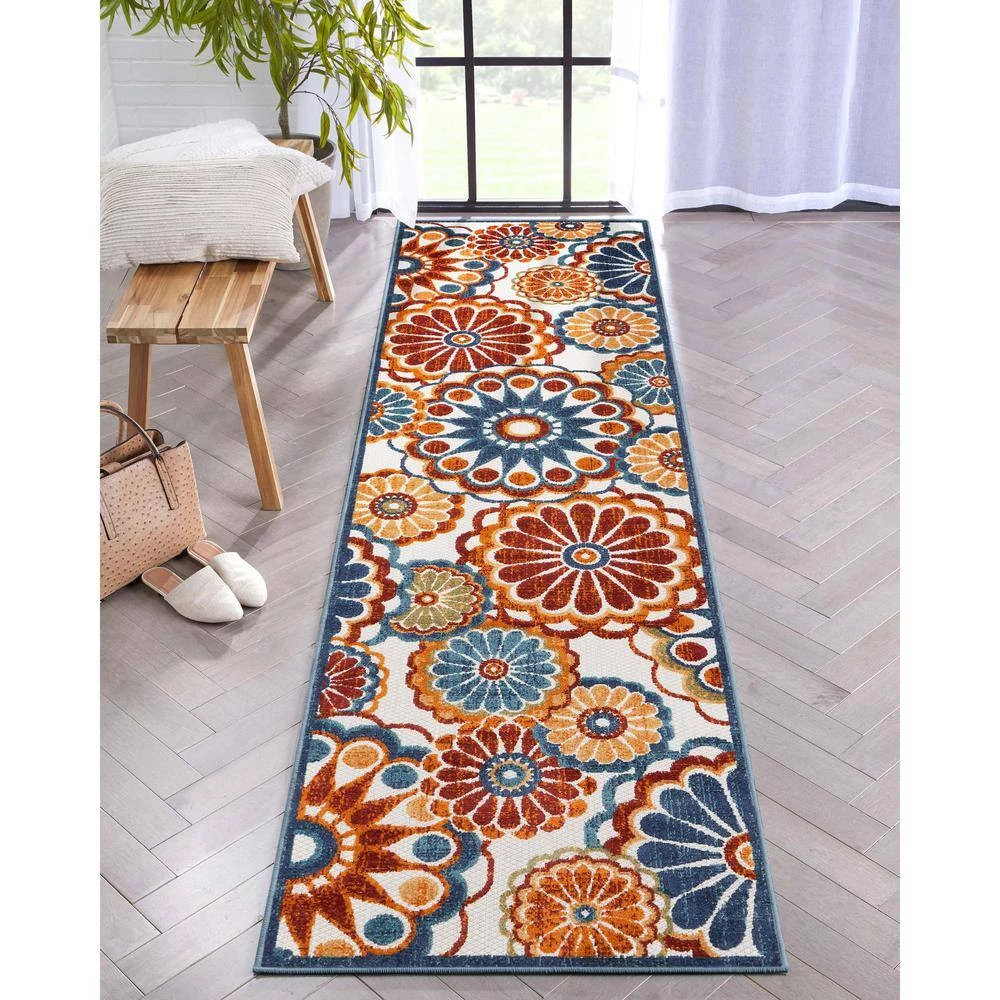 Dorado Seri Modern Geometric Blue 2 ft. 7 in. x 9 ft. 10 in. Runner Rug High-Low Indoor/Outdoor by Well Woven 10 Dorado Seri Modern Geometric Blue 2 ft. 7 in. x 9 ft. 10 in. Runner Rug High-Low Indoor/Outdoor by Well Woven - Image 8
