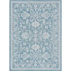 Lia Delphi Oriental Persian Blue 5 ft. 3 in. x 7 ft. 3 in. Indoor/Outdoor Area Rug by Well Woven