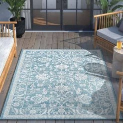Lia Delphi Oriental Persian Blue 5 ft. 3 in. x 7 ft. 3 in. Indoor/Outdoor Area Rug by Well Woven -Linon Home Decor Sales blue well woven outdoor rugs lia 204 5 c3 1000