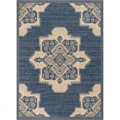 Medusa Bloome Blue Medallion 5 ft. 3 in. x 7 ft. 3 in. Indoor/Outdoor Area Rug by Well Woven
