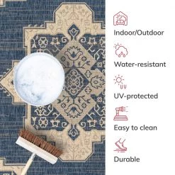 Medusa Bloome Blue Medallion 5 ft. 3 in. x 7 ft. 3 in. Indoor/Outdoor Area Rug by Well Woven 17 Medusa Bloome Blue Medallion 5 ft. 3 in. x 7 ft. 3 in. Indoor/Outdoor Area Rug by Well Woven -Linon Home Decor Sales blue well woven outdoor rugs med 24 5 76 1000