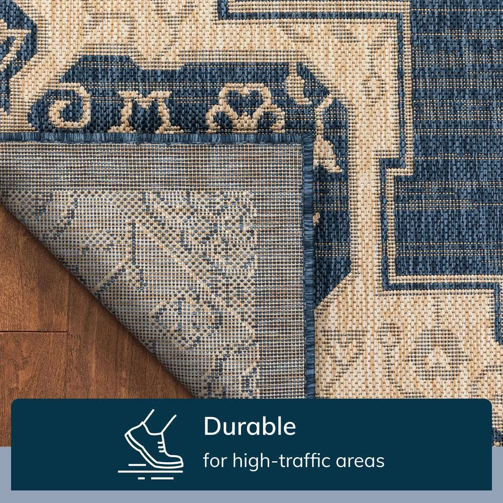 Medusa Bloome Blue Medallion 5 ft. 3 in. x 7 ft. 3 in. Indoor/Outdoor Area Rug by Well Woven 4 Medusa Bloome Blue Medallion 5 ft. 3 in. x 7 ft. 3 in. Indoor/Outdoor Area Rug by Well Woven - Image 2