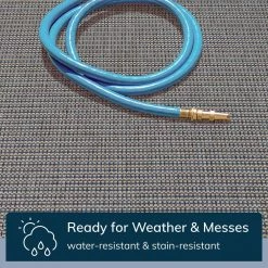 Medusa Odin Blue 9 ft. 3 in. x 12 ft. 6 in. Solid and Striped Border Indoor Outdoor Distressed Flat Weave Area Rug by Well Woven -Linon Home Decor Sales blue well woven outdoor rugs med 34 8 1f 1000