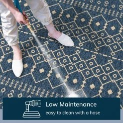 Medusa Nord Blue Moroccan Tribal 7 ft. 10 in. x 9 ft. 10 in. Indoor/Outdoor Area Rug by Well Woven -Linon Home Decor Sales blue well woven outdoor rugs med 54 7 4f 1000