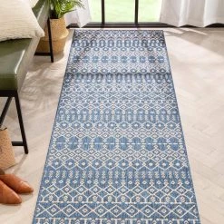 Medusa Nord Blue Moroccan Tribal 7 ft. 10 in. x 9 ft. 10 in. Indoor/Outdoor Area Rug by Well Woven -Linon Home Decor Sales blue well woven outdoor rugs med 54 7 c3 1000