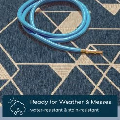 Medusa Edda Blue Geometric 5 ft. 3 in. x 7 ft. 3 in. Indoor/Outdoor Area Rug by Well Woven -Linon Home Decor Sales blue well woven outdoor rugs med 64 5 1f 1000