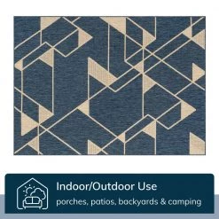 Medusa Edda Blue Geometric 5 ft. 3 in. x 7 ft. 3 in. Indoor/Outdoor Area Rug by Well Woven -Linon Home Decor Sales blue well woven outdoor rugs med 64 5 44 1000