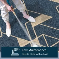 Medusa Edda Blue Geometric 5 ft. 3 in. x 7 ft. 3 in. Indoor/Outdoor Area Rug by Well Woven -Linon Home Decor Sales blue well woven outdoor rugs med 64 5 4f 1000