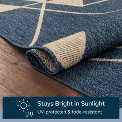 Medusa Edda Blue Geometric 5 ft. 3 in. x 7 ft. 3 in. Indoor/Outdoor Area Rug by Well Woven -Linon Home Decor Sales blue well woven outdoor rugs med 64 5 fa 1000