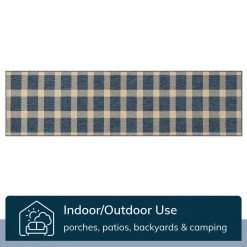 Medusa Freya Blue Checkered 2 ft. 7 in. x 9 ft. 10 in. Indoor/Outdoor Runner Rug by Well Woven -Linon Home Decor Sales blue well woven outdoor rugs med 74 2l 44 1000
