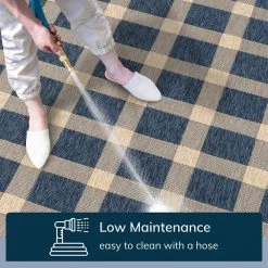 Medusa Freya Blue Checkered 2 ft. 7 in. x 9 ft. 10 in. Indoor/Outdoor Runner Rug by Well Woven -Linon Home Decor Sales blue well woven outdoor rugs med 74 2l 4f 1000