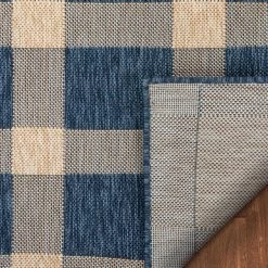 Medusa Freya Blue Checkered 2 ft. 7 in. x 9 ft. 10 in. Indoor/Outdoor Runner Rug by Well Woven -Linon Home Decor Sales blue well woven outdoor rugs med 74 2l 66 1000