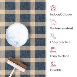 Medusa Freya Blue Checkered 2 ft. 7 in. x 9 ft. 10 in. Indoor/Outdoor Runner Rug by Well Woven -Linon Home Decor Sales blue well woven outdoor rugs med 74 2l 76 1000