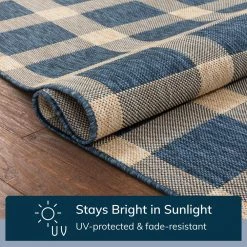 Medusa Freya Blue Checkered 2 ft. 7 in. x 9 ft. 10 in. Indoor/Outdoor Runner Rug by Well Woven -Linon Home Decor Sales blue well woven outdoor rugs med 74 2l fa 1000