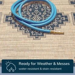 Medusa Mani Blue Oriental Medallion 7 ft. 10 in. x 9 ft. 10 in. Indoor/Outdoor Area Rug by Well Woven -Linon Home Decor Sales blue well woven outdoor rugs med 86 7 1f 1000