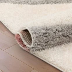 San Francisco Bevel Modern Geometric Arcs & Shapes Shag Blush Grey 7 ft. 10 in. x 9 ft. 10 in. 3D Textured Area Rug by Well Woven -Linon Home Decor Sales blush grey well woven area rugs sf 89 7 1f 1000