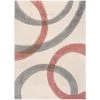 San Francisco Bevel Modern Geometric Arcs & Shapes Shag Blush Grey 7 ft. 10 in. x 9 ft. 10 in. 3D Textured Area Rug by Well Woven