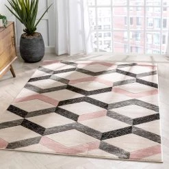 Good Vibes Millie Blush Pink Modern Zigzag Stripes 5 ft. 3 in. x 7 ft. 3 in. Area Rug by Well Woven -Linon Home Decor Sales blush pink well woven area rugs gv 17 5 c3 1000