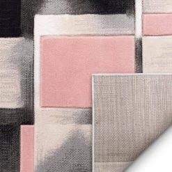 Good Vibes Louisa Blush Pink Modern Geometric Boxes 5 ft. 3 in. x 7 ft. 3 in. Area Rug by Well Woven -Linon Home Decor Sales blush pink well woven area rugs gv 77 5 1f 1000