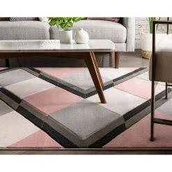 Good Vibes Nora Blush Pink Modern Geometric Stripes and Boxes 5 ft. 3 in. x 7 ft. 3 in. Area Rug by Well Woven -Linon Home Decor Sales blush pink well woven area rugs gv 87 5 66 1000