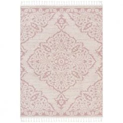 Loop-De-Loop Mara Blush 7 ft. 10 in. x 10 ft. 6 in. Medallion Botanical Area Rug by Well Woven