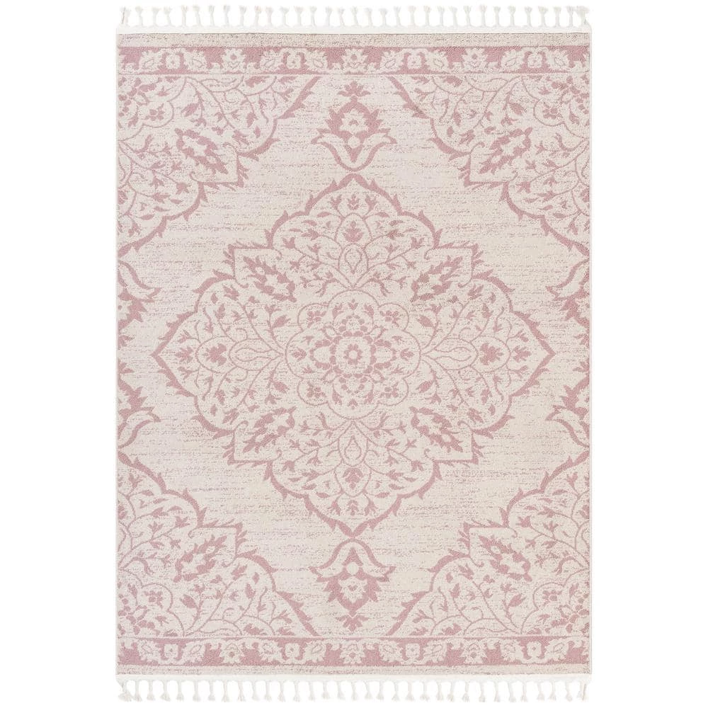 Loop-De-Loop Mara Blush 7 ft. 10 in. x 10 ft. 6 in. Medallion Botanical Area Rug by Well Woven 3 Loop-De-Loop Mara Blush 7 ft. 10 in. x 10 ft. 6 in. Medallion Botanical Area Rug by Well Woven