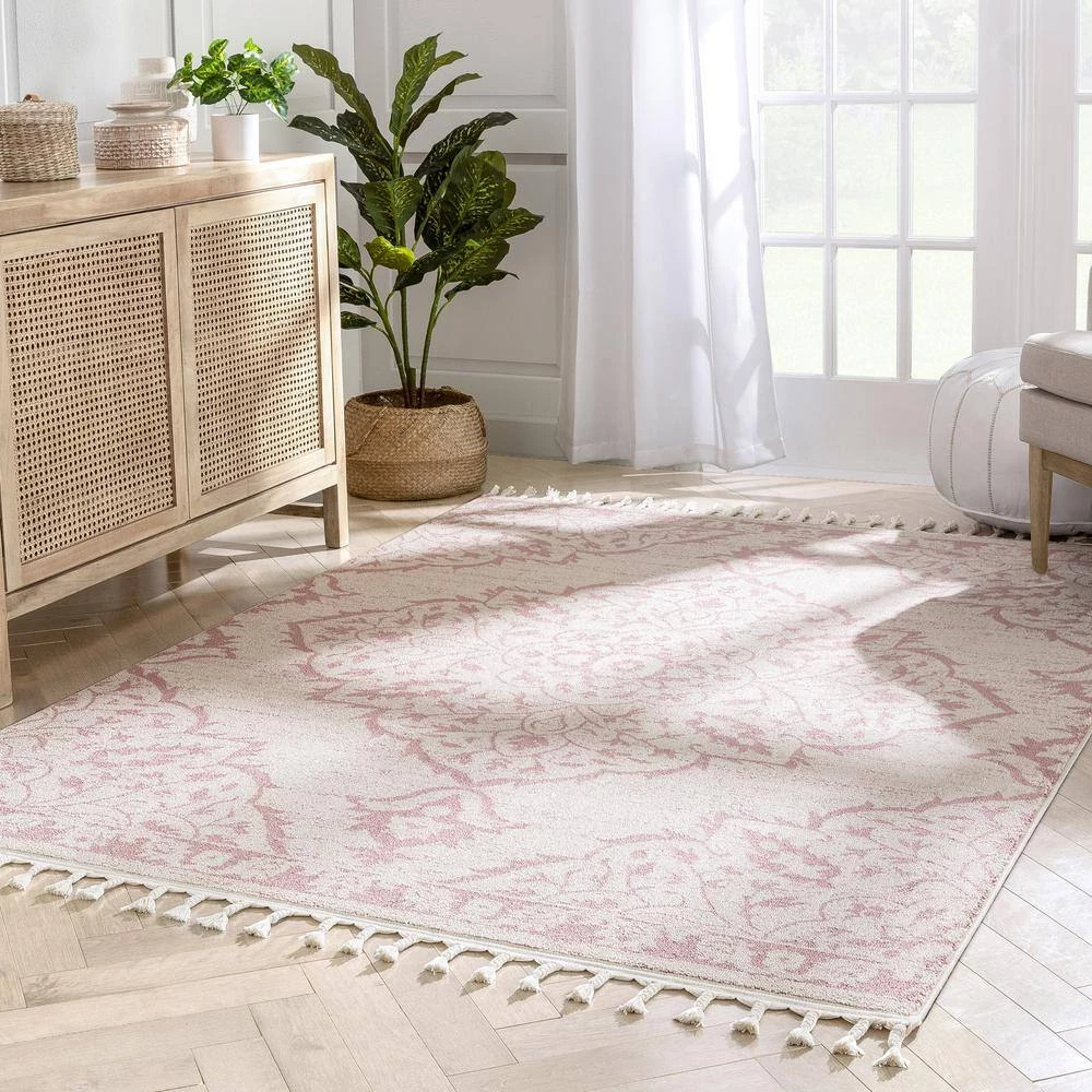 Loop-De-Loop Mara Blush 7 ft. 10 in. x 10 ft. 6 in. Medallion Botanical Area Rug by Well Woven 4 Loop-De-Loop Mara Blush 7 ft. 10 in. x 10 ft. 6 in. Medallion Botanical Area Rug by Well Woven - Image 2
