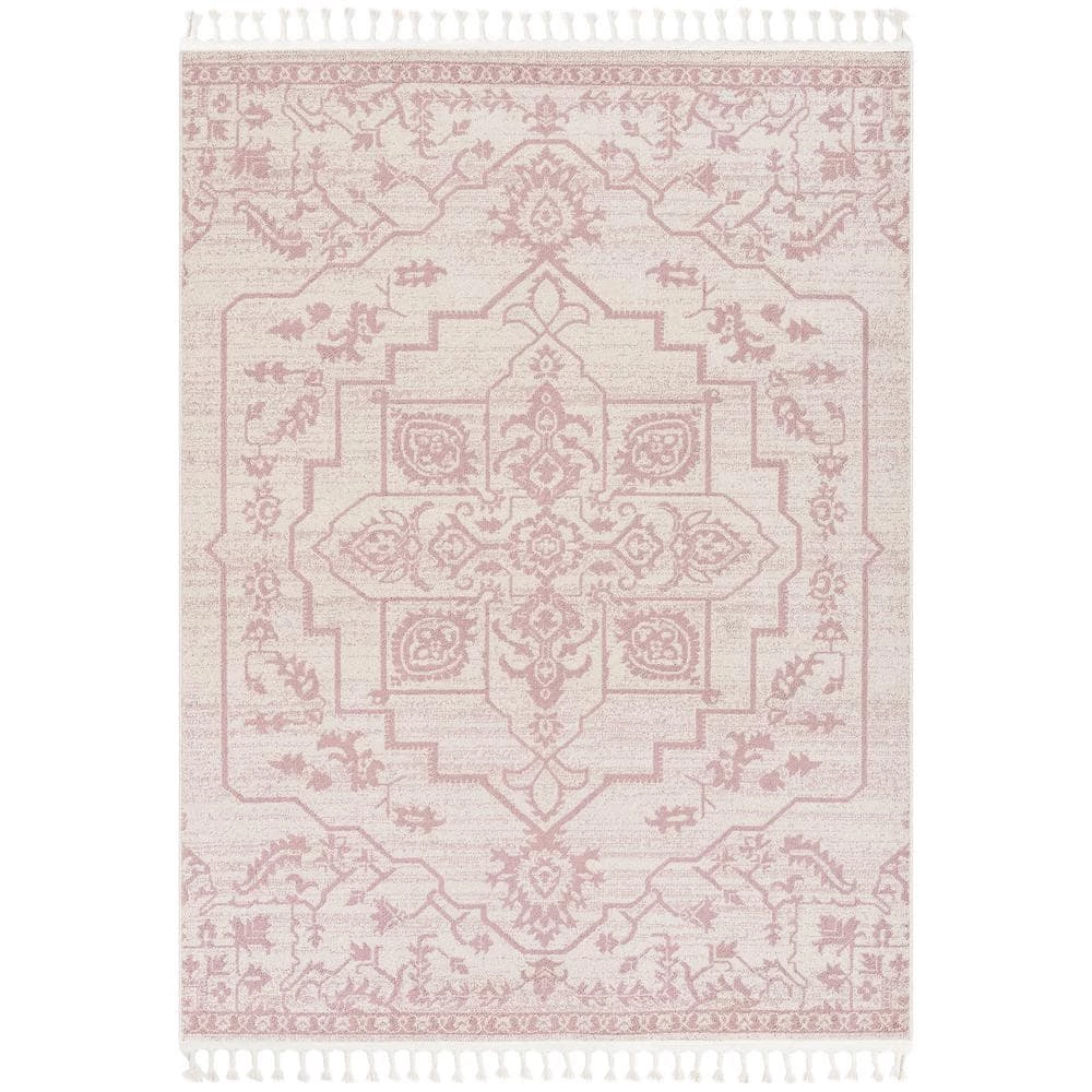 Loop-De-Loop Valentina Blush 7 ft. 10 in. x 10 ft. 6 in. Oriental Medallion Area Rug by Well Woven 3 Loop-De-Loop Valentina Blush 7 ft. 10 in. x 10 ft. 6 in. Oriental Medallion Area Rug by Well Woven