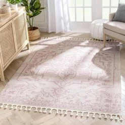 Loop-De-Loop Valentina Blush 7 ft. 10 in. x 10 ft. 6 in. Oriental Medallion Area Rug by Well Woven 12 Loop-De-Loop Valentina Blush 7 ft. 10 in. x 10 ft. 6 in. Oriental Medallion Area Rug by Well Woven -Linon Home Decor Sales blush well woven area rugs ldl 249 7 c3 1000